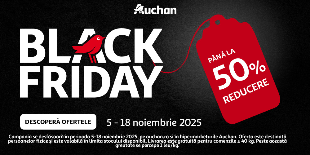Auchan dă startul Black Friday 2025: peste 1.500 de produse cu reduceri de până la 50% în magazine și pe auchan.ro