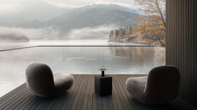 În sălbăticia din Dorset, zece case plutitoare redefinesc viața în apropierea apei