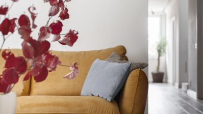 Calm și coerență în albastru și roșu burgund, în această locuință din Cluj-Napoca