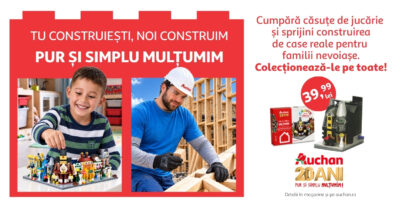 Cumpără căsuțe de jucărie de la Auchan și susține construcția caselor reale pentru familii vulnerabile prin proiectul „Căsuțe pentru căsuțe”